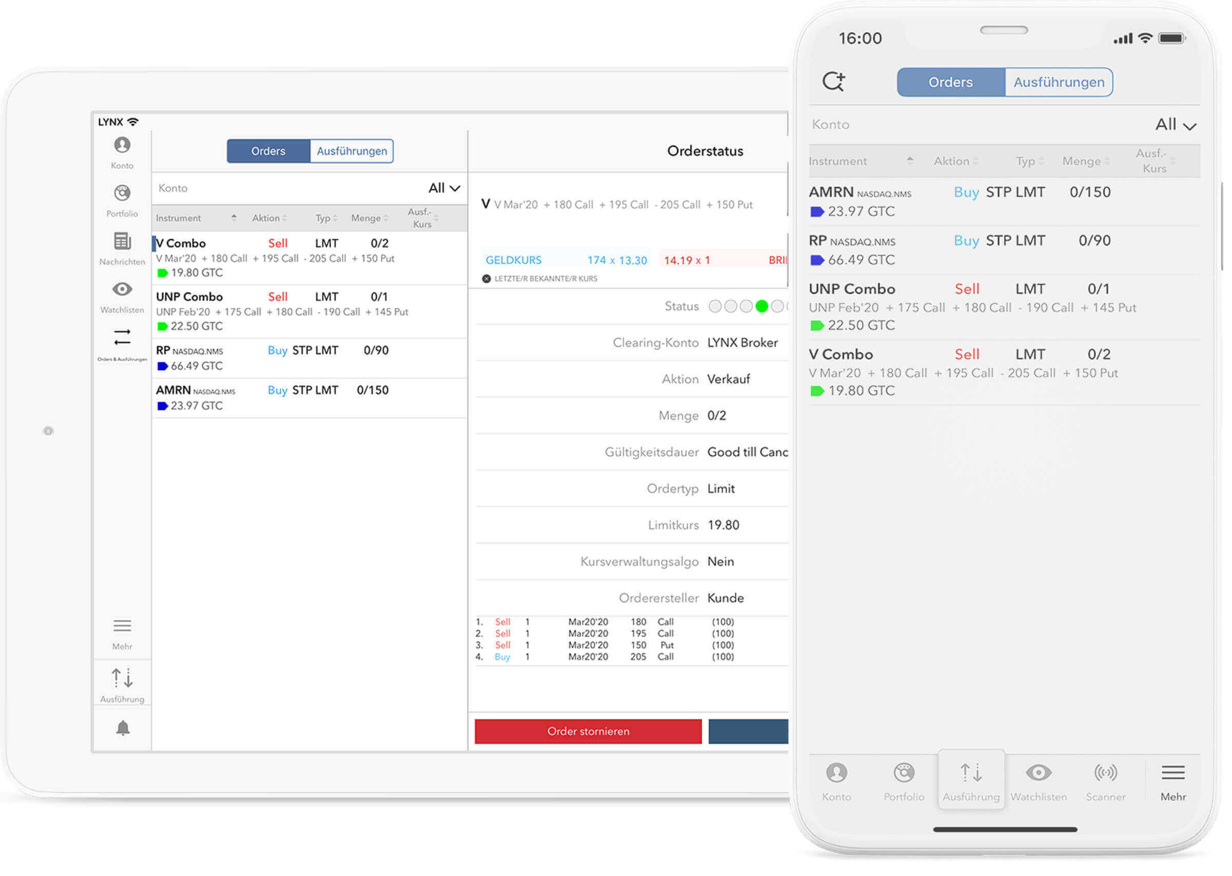 Schnell & einfach mobil den Orderstatus checken mit den LYNX Trading Apps