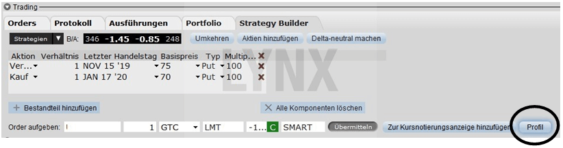 Optionsstrategie Diagonal Spread: Die Hybride unter den Optionsstrategien - Strategy Builder der Trader Workstation | Online Broker LYNX